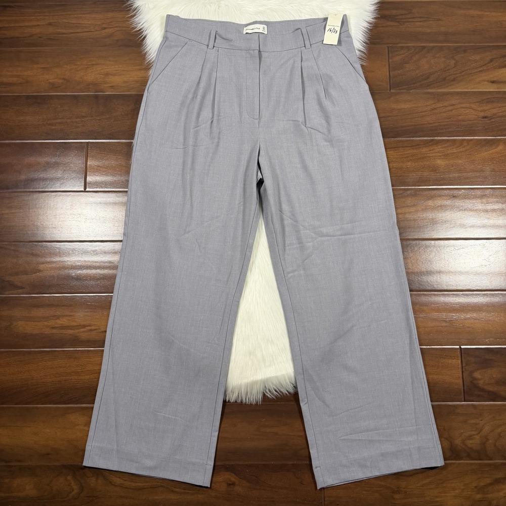 Abercrombie & Fitch Size 16 / 33 R Gray Sloane High Tailored Wide Leg Pants